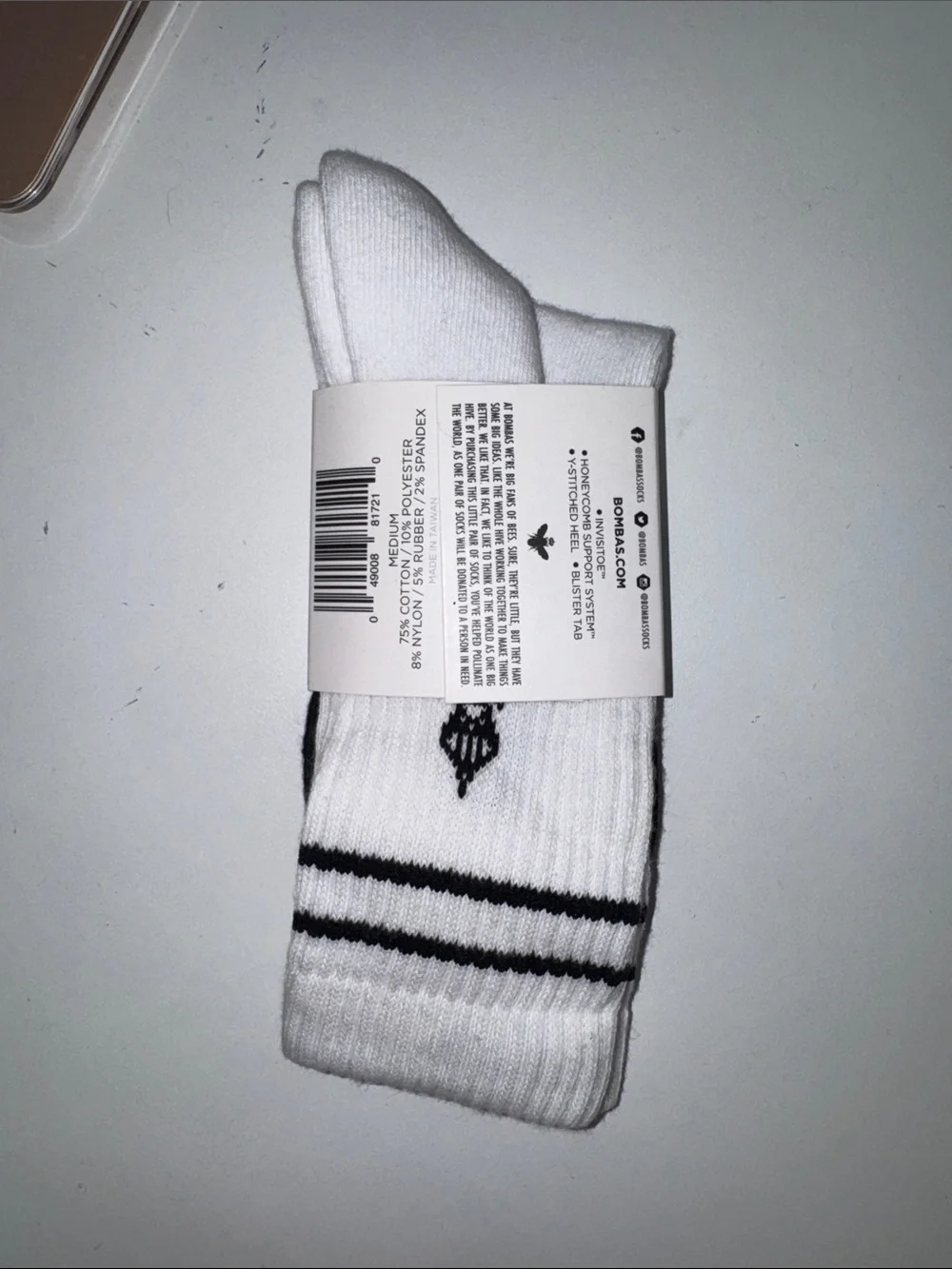 Bombas White and Black Calf Socks